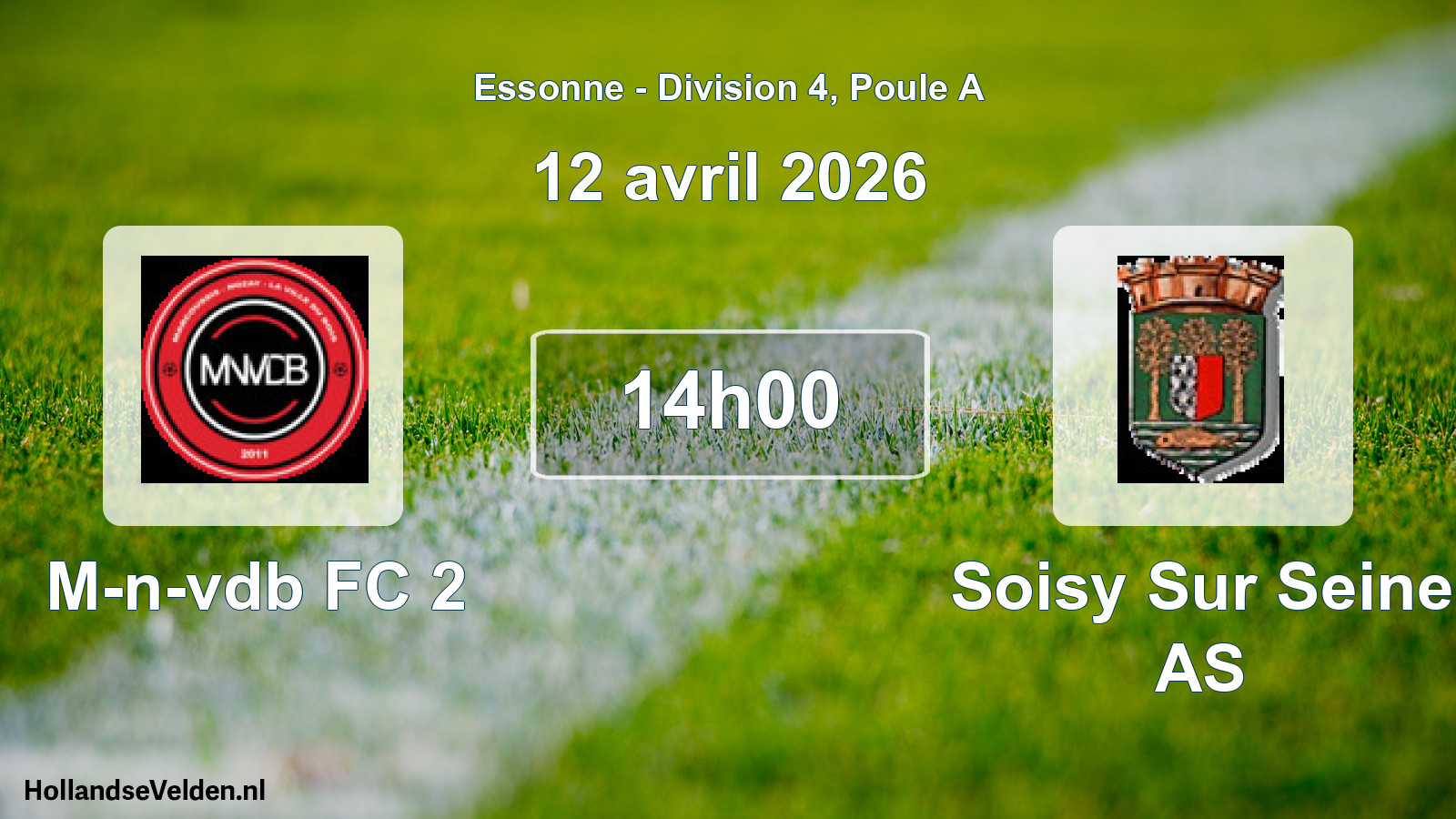 Match programmé: M-n-vdb FC 2 - Soisy Sur Seine AS (12 avril 2026)