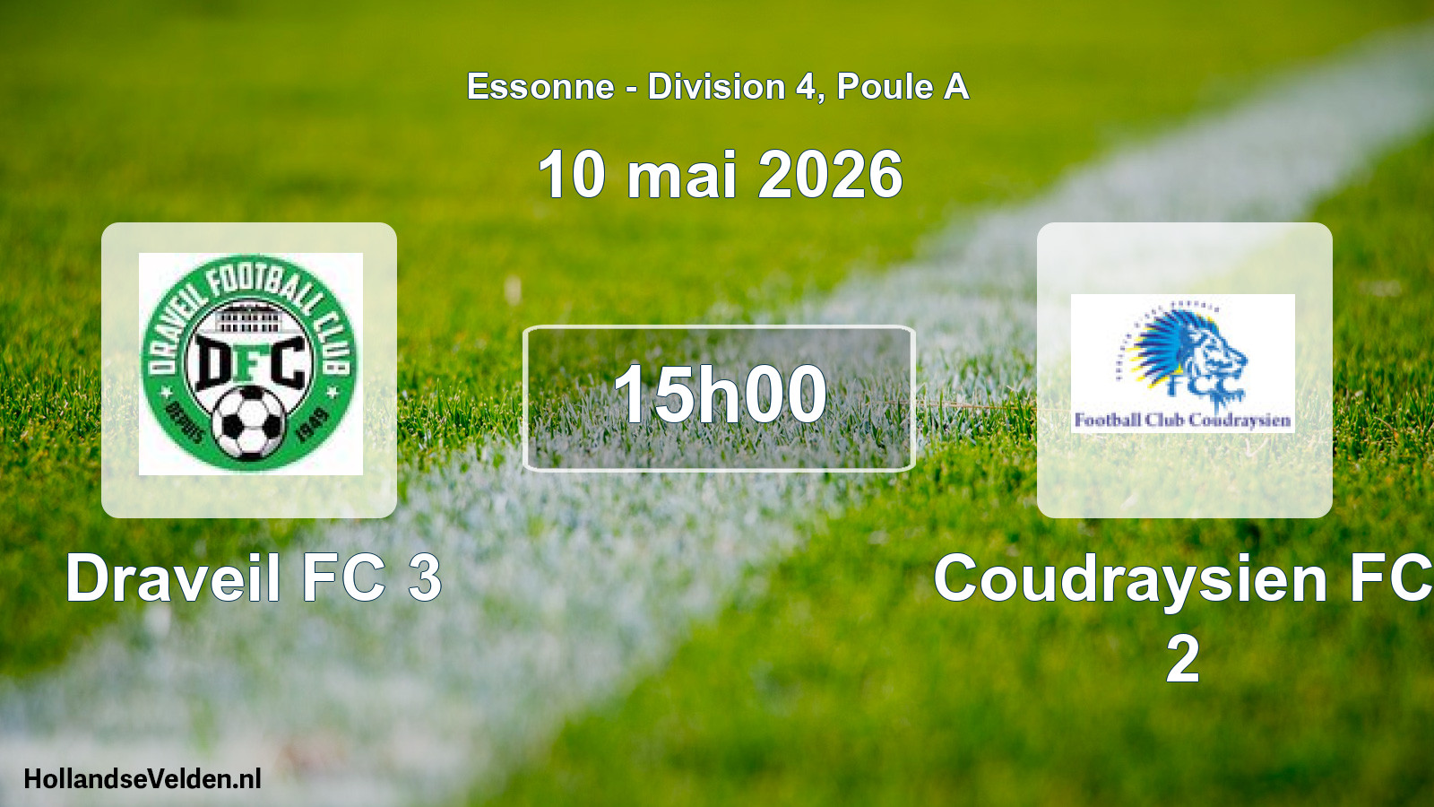 Match programmé: Draveil FC 3 - Coudraysien FC 2 (10 mai 2026)