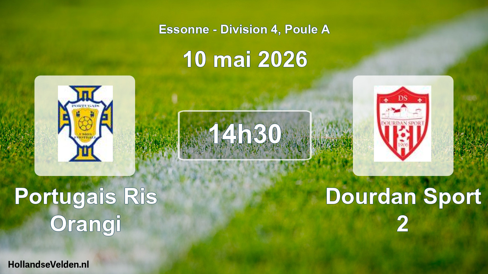 Match programmé: Portugais Ris Orangi - Dourdan Sport 2 (10 mai 2026)