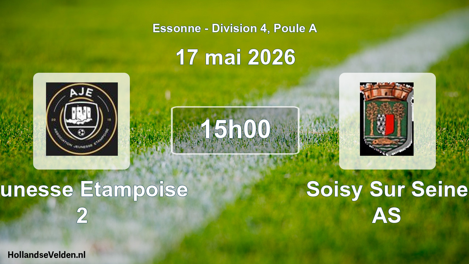 Match programmé: Jeunesse Etampoise 2 - Soisy Sur Seine AS (17 mai 2026)