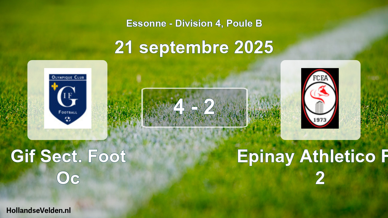 Gespeelde wedstrijd: Gif Sect. Foot Oc - Epinay Athletico FC 2 4 - 2 (21 september 2025)