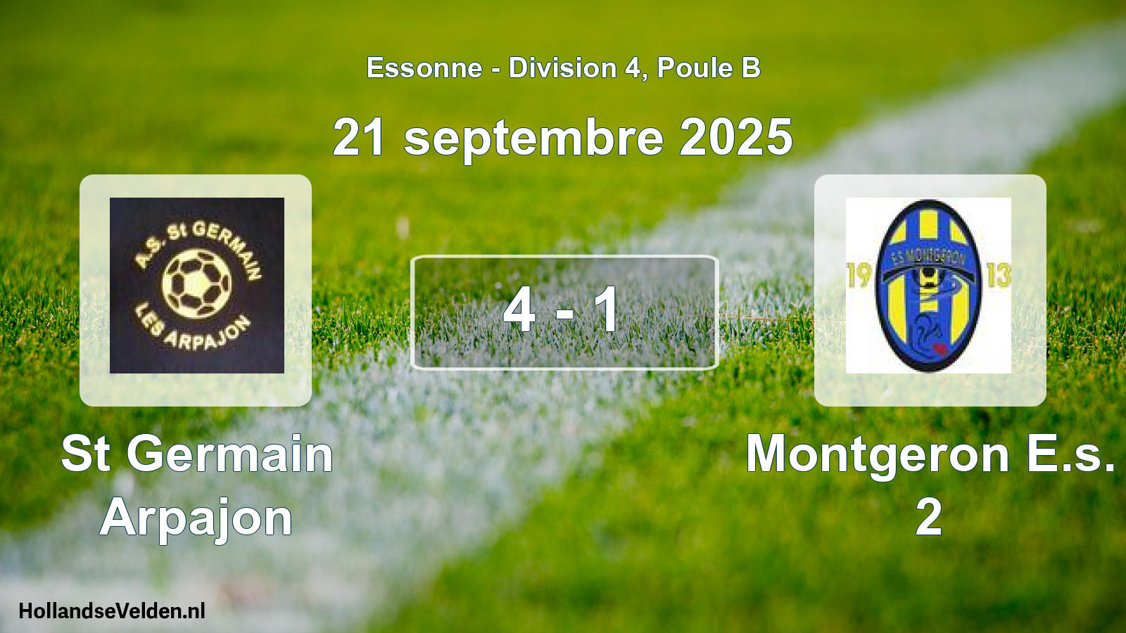 Total number of matches played: St Germain Arpajon - Montgeron E.s. 2 4 - 1 (21 September 2025)
