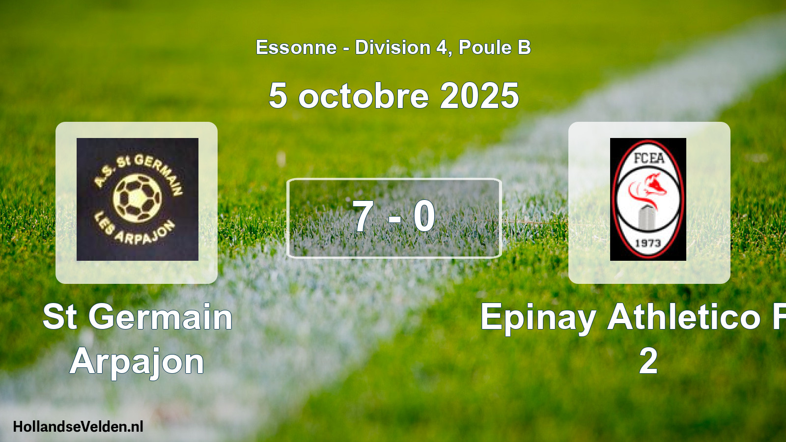 Match joué: St Germain Arpajon - Epinay Athletico FC 2 7 - 0 (5 octobre 2025)