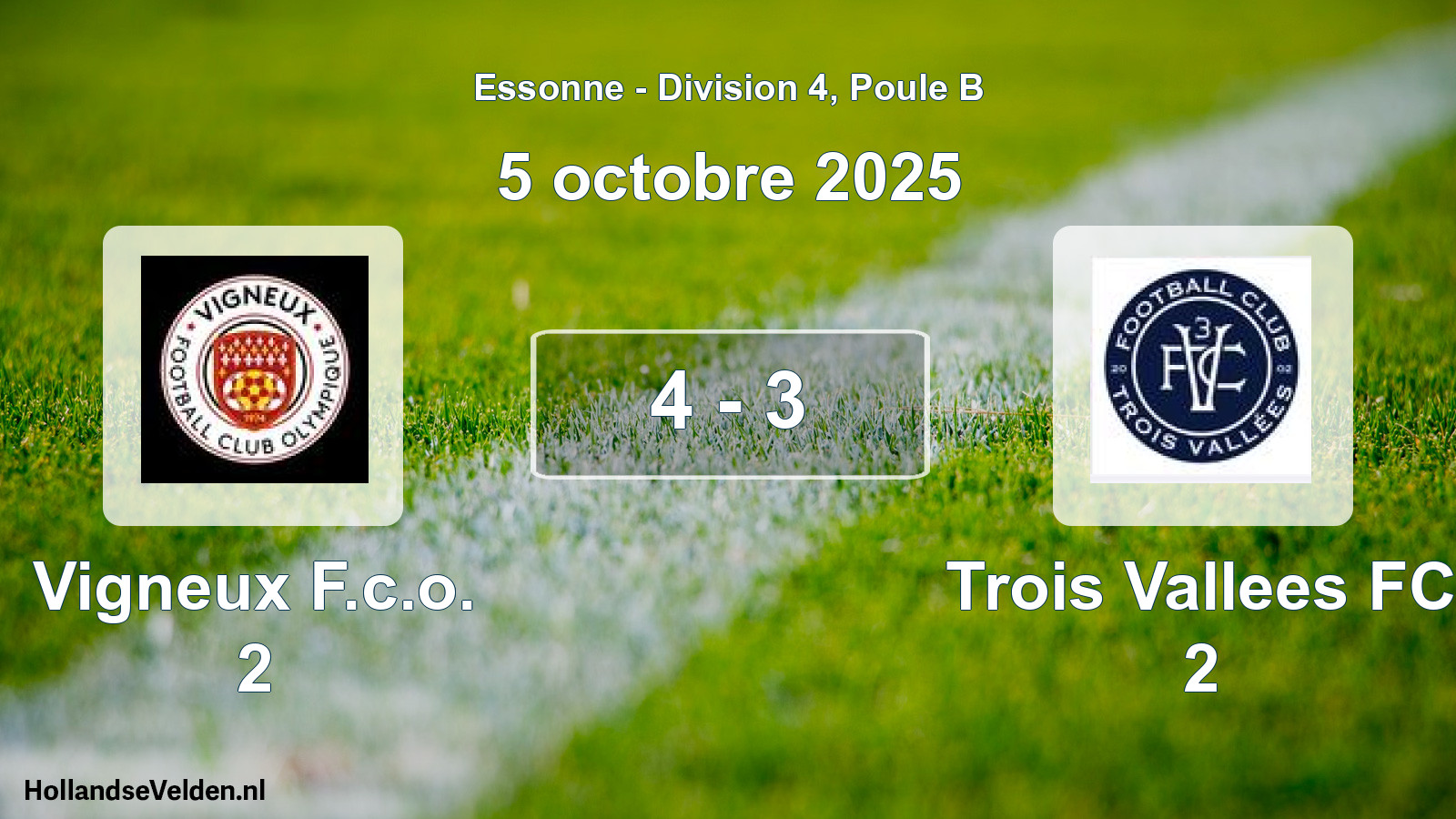 Gespeelde wedstrijd: Vigneux F.c.o. 2 - Trois Vallees FC 2 4 - 3 (5 oktober 2025)