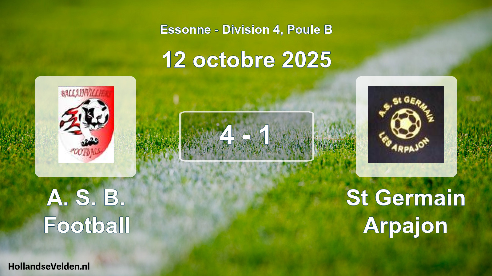 Gespeelde wedstrijd: A. S. B. Football - St Germain Arpajon 4 - 1 (12 oktober 2025)