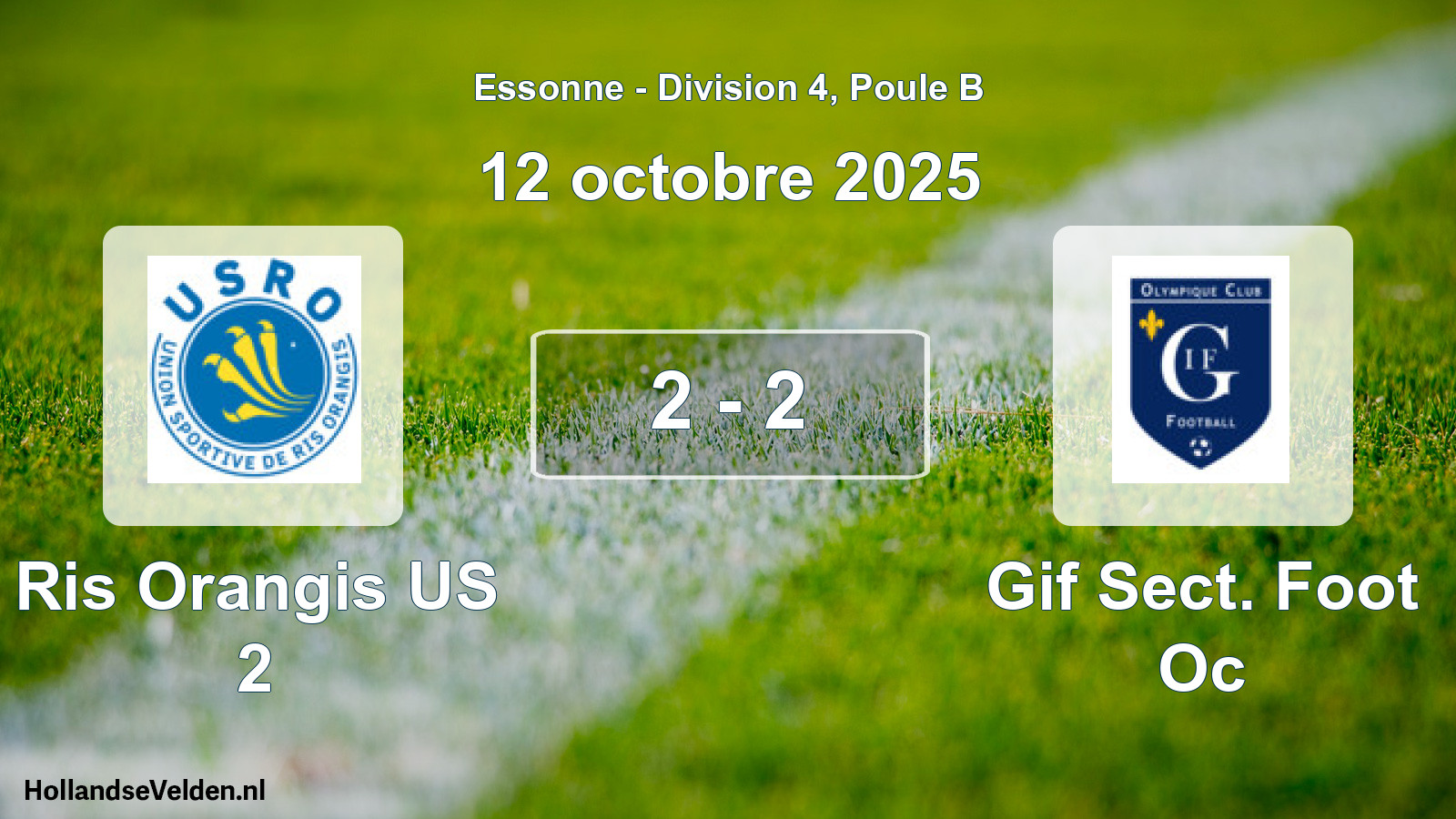 Gespeelde wedstrijd: Ris Orangis US 2 - Gif Sect. Foot Oc 2 - 2 (12 oktober 2025)