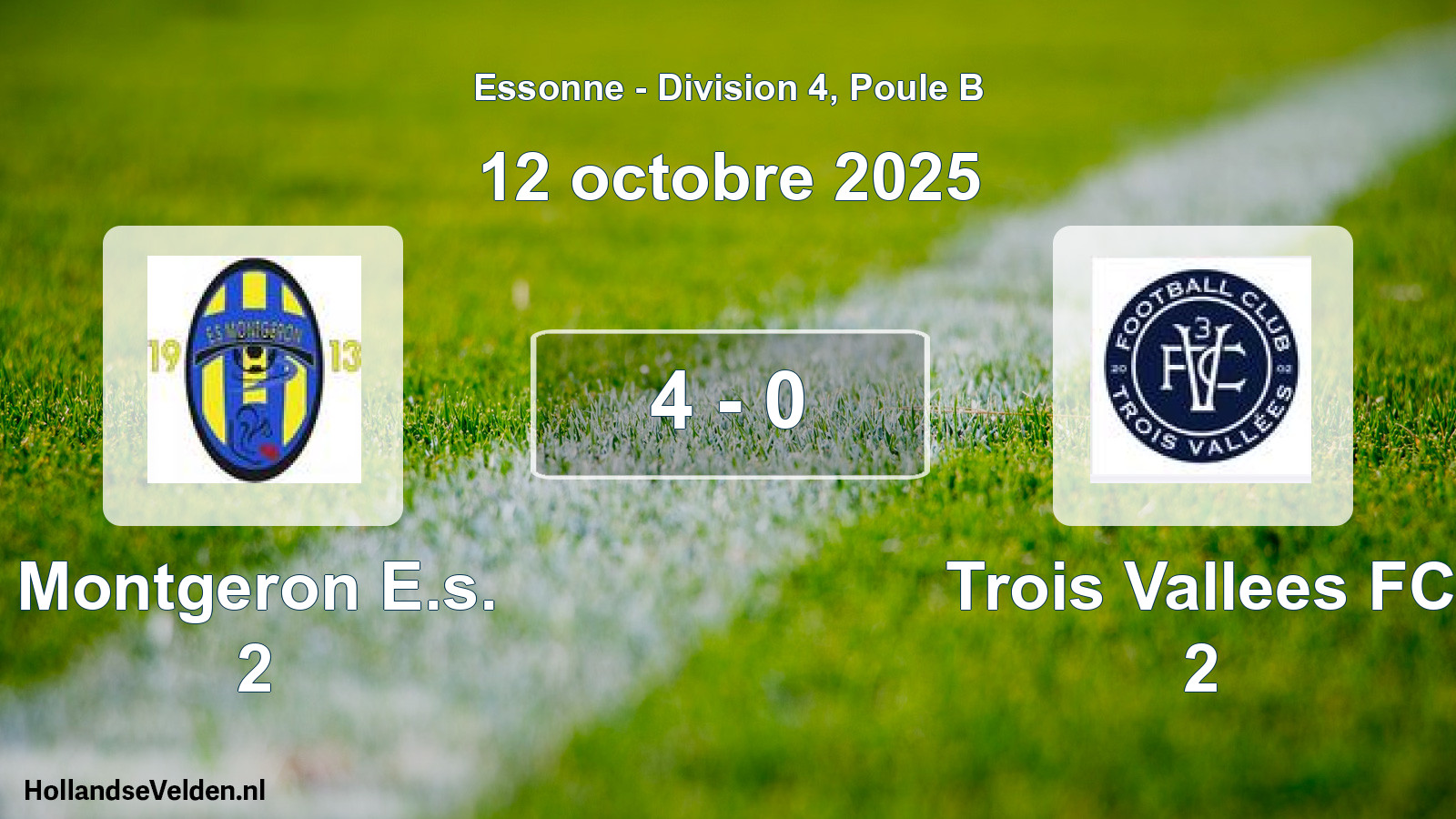 Gespeelde wedstrijd: Montgeron E.s. 2 - Trois Vallees FC 2 4 - 0 (12 oktober 2025)