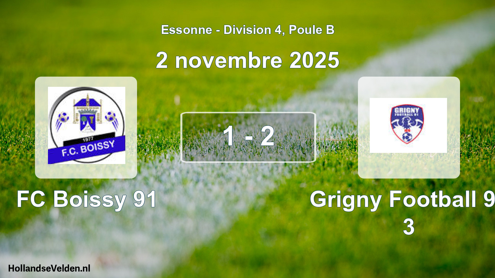 Match joué: FC Boissy 91 - Grigny Football 91 3 1 - 2 (2 novembre 2025)