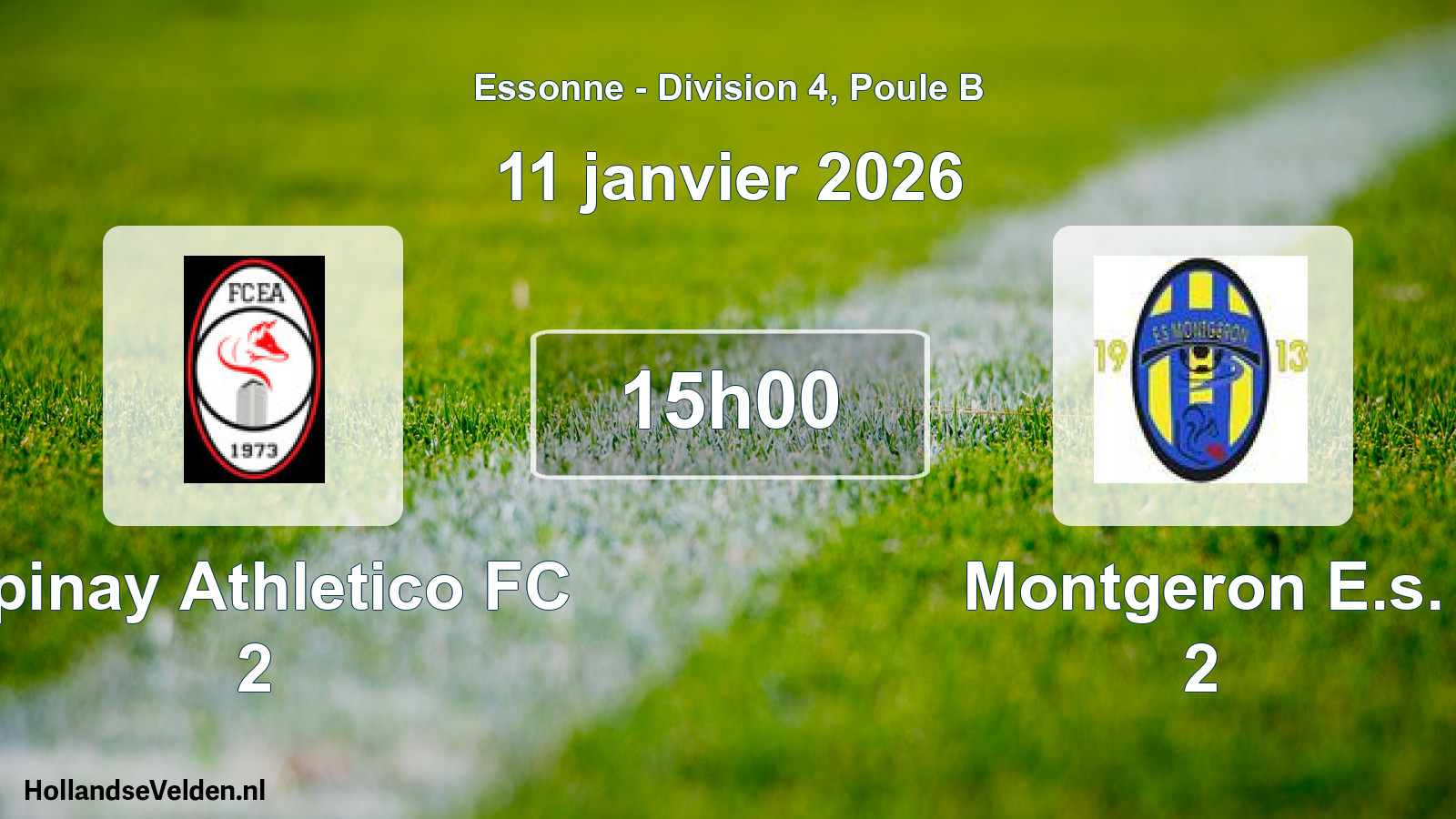 Match programmé: Epinay Athletico FC 2 - Montgeron E.s. 2 (2 novembre 2025)