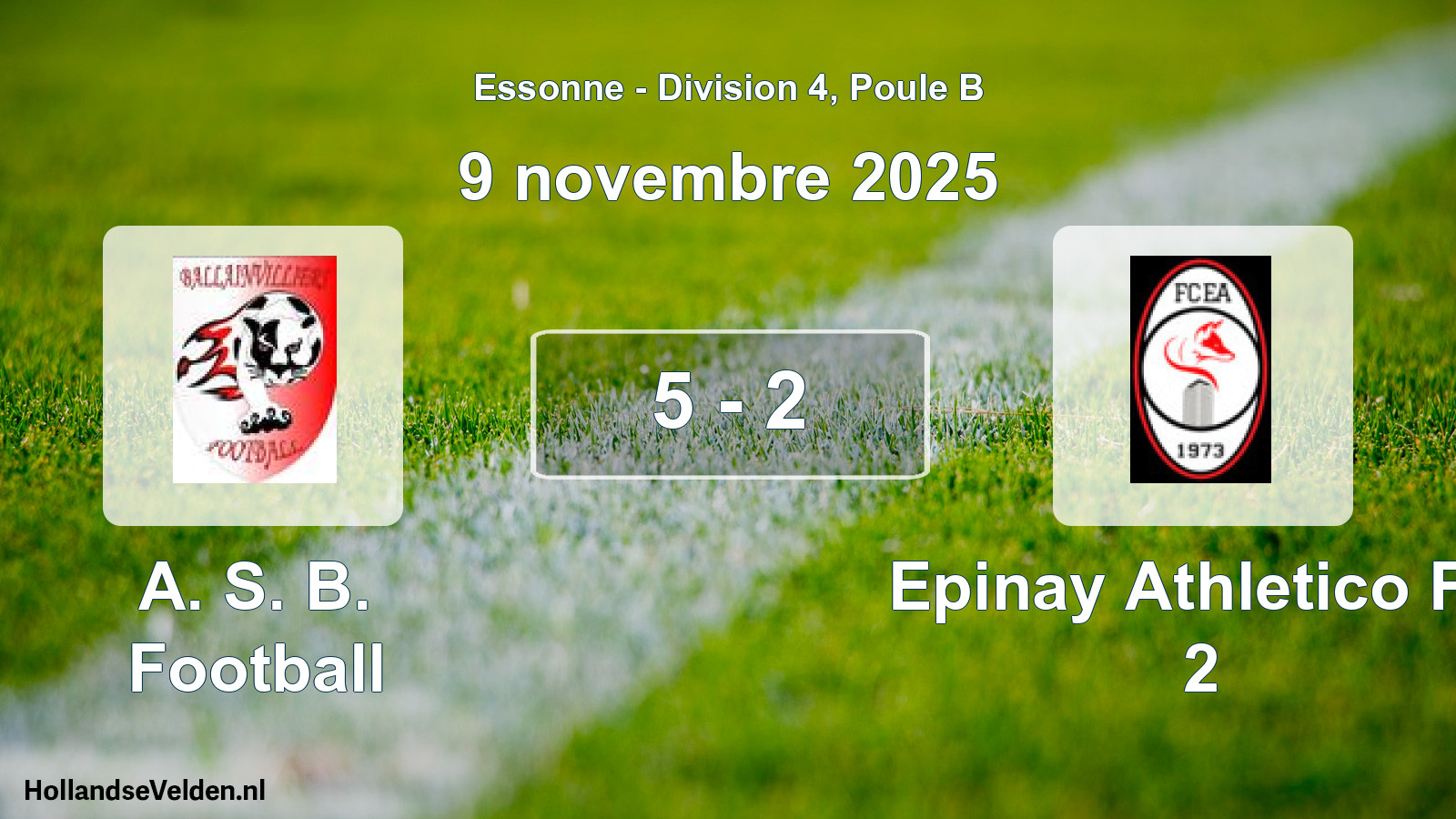 Gespeelde wedstrijd: A. S. B. Football - Epinay Athletico FC 2 5 - 2 (9 november 2025)