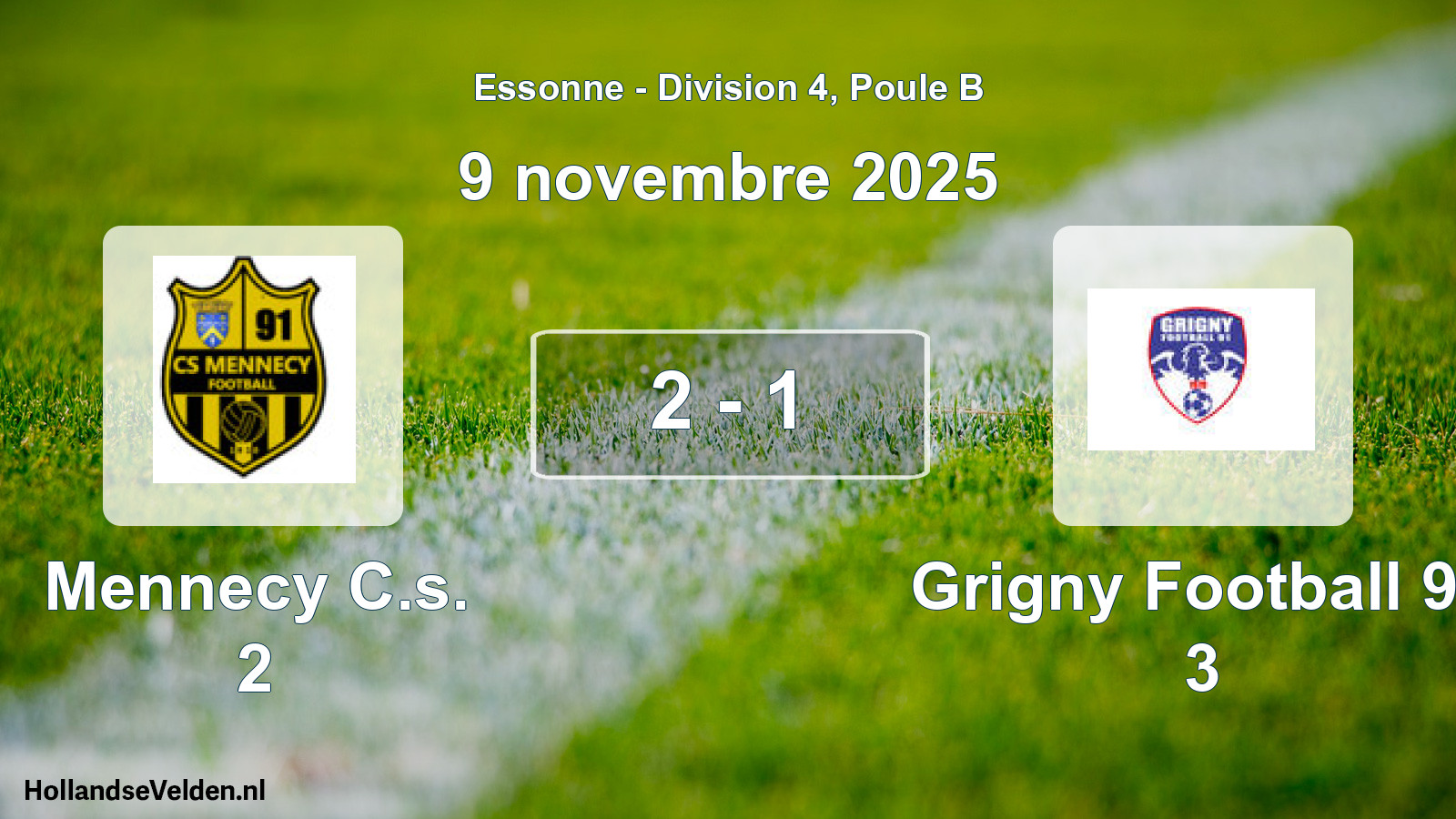 Match joué: Mennecy C.s. 2 - Grigny Football 91 3 2 - 1 (9 novembre 2025)
