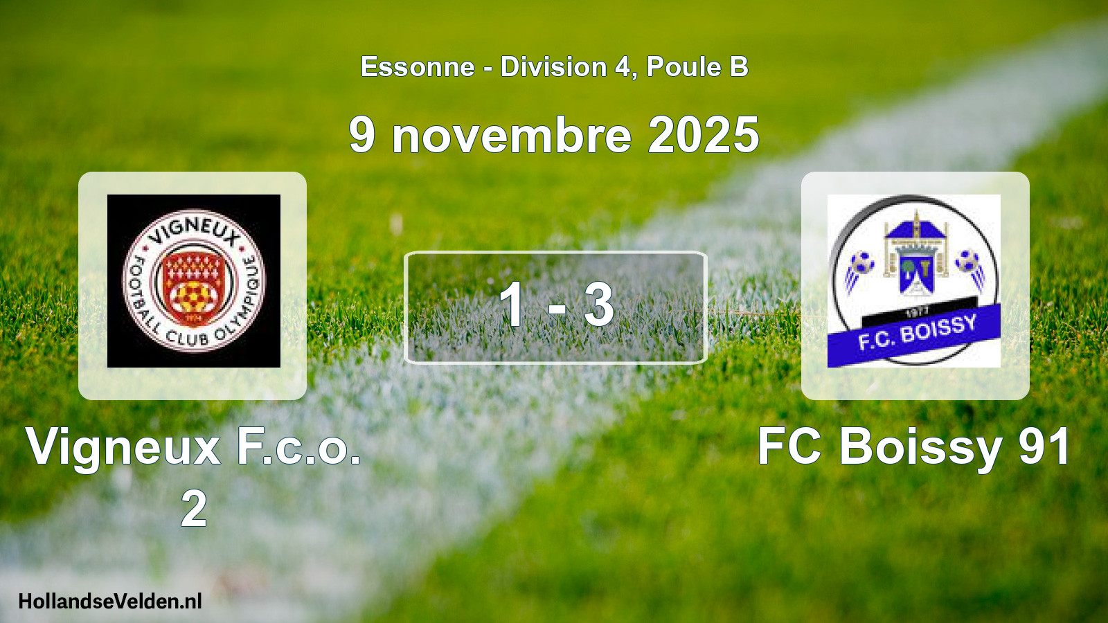 Gespeelde wedstrijd: Vigneux F.c.o. 2 - FC Boissy 91 1 - 3 (9 november 2025)