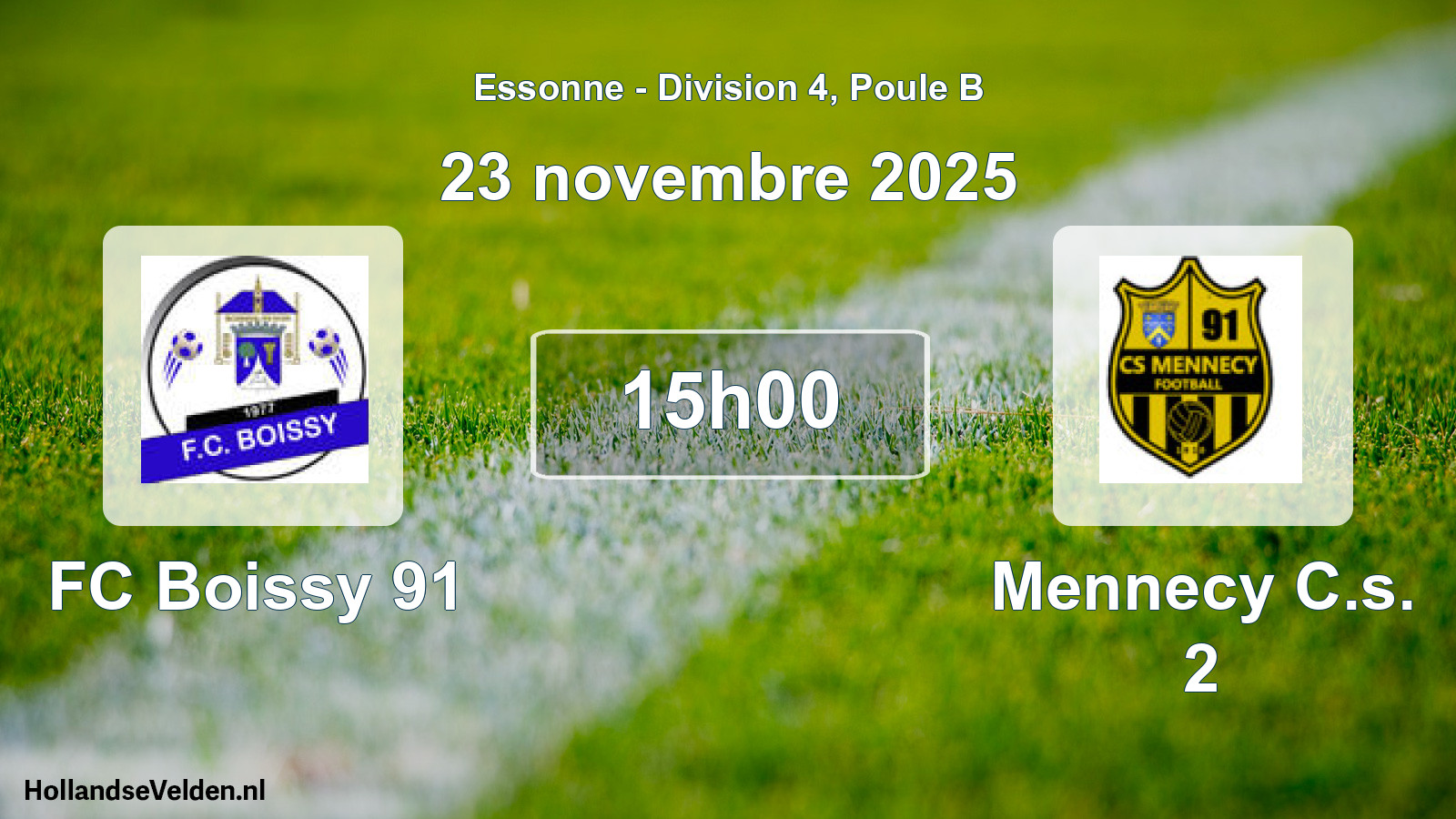 Geplande wedstrijd: FC Boissy 91 - Mennecy C.s. 2 (23 november 2025)