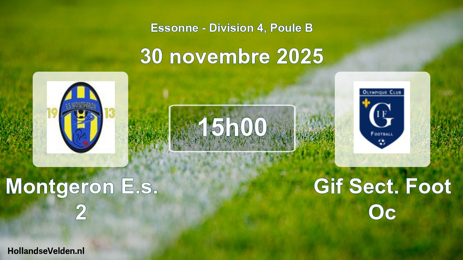 Match programmé: Montgeron E.s. 2 - Gif Sect. Foot Oc (30 novembre 2025)