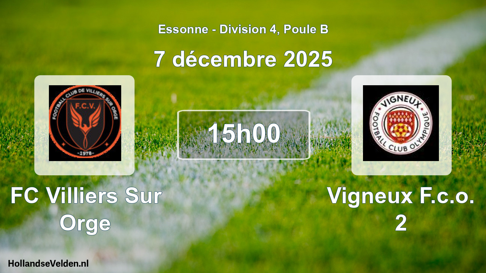 Geplande wedstrijd: FC Villiers Sur Orge - Vigneux F.c.o. 2 (7 december 2025)