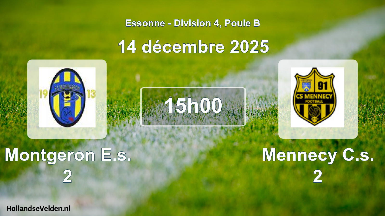 Match programmé: Montgeron E.s. 2 - Mennecy C.s. 2 (14 décembre 2025)