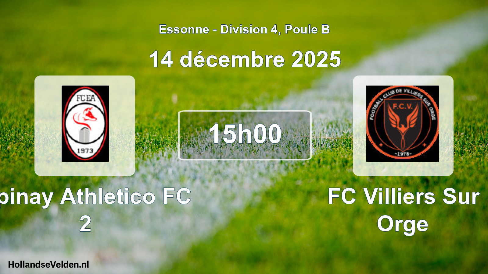 Geplande wedstrijd: Epinay Athletico FC 2 - FC Villiers Sur Orge (14 december 2025)