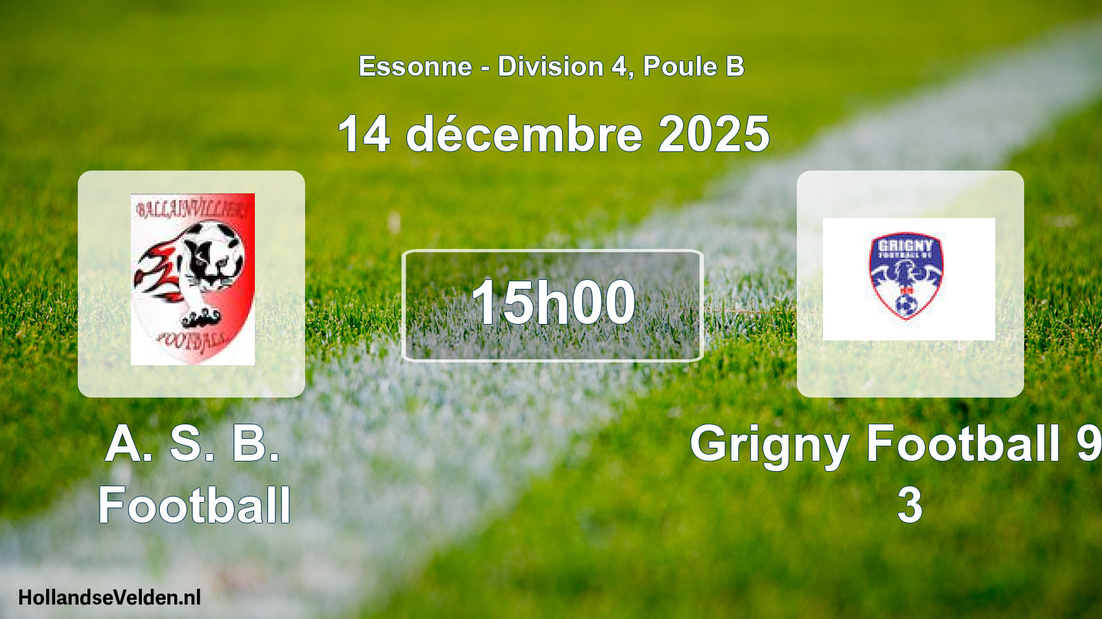 Match programmé: A. S. B. Football - Grigny Football 91 3 (14 décembre 2025)