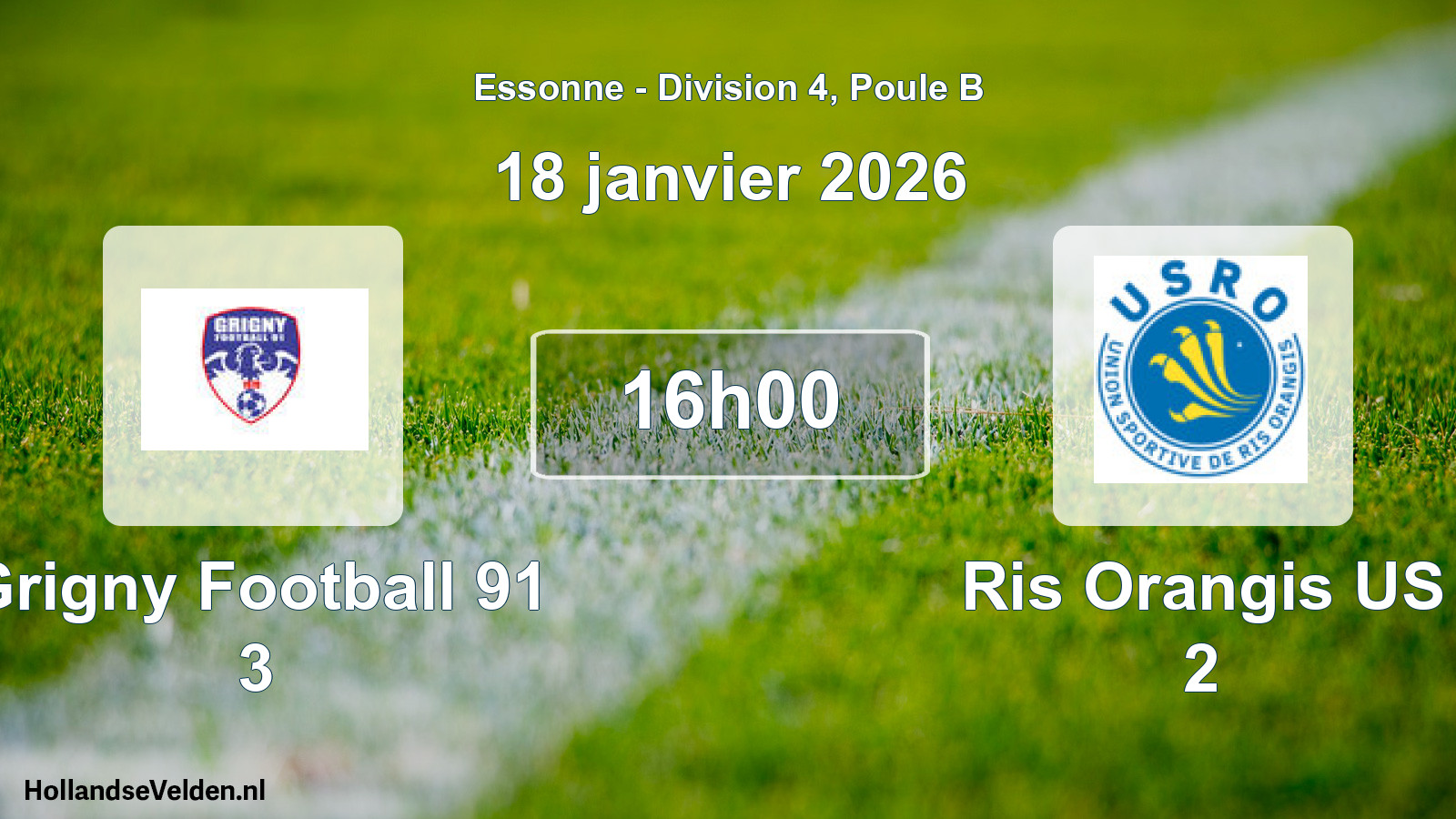 Geplande wedstrijd: Grigny Football 91 3 - Ris Orangis US 2 (18 januari 2026)