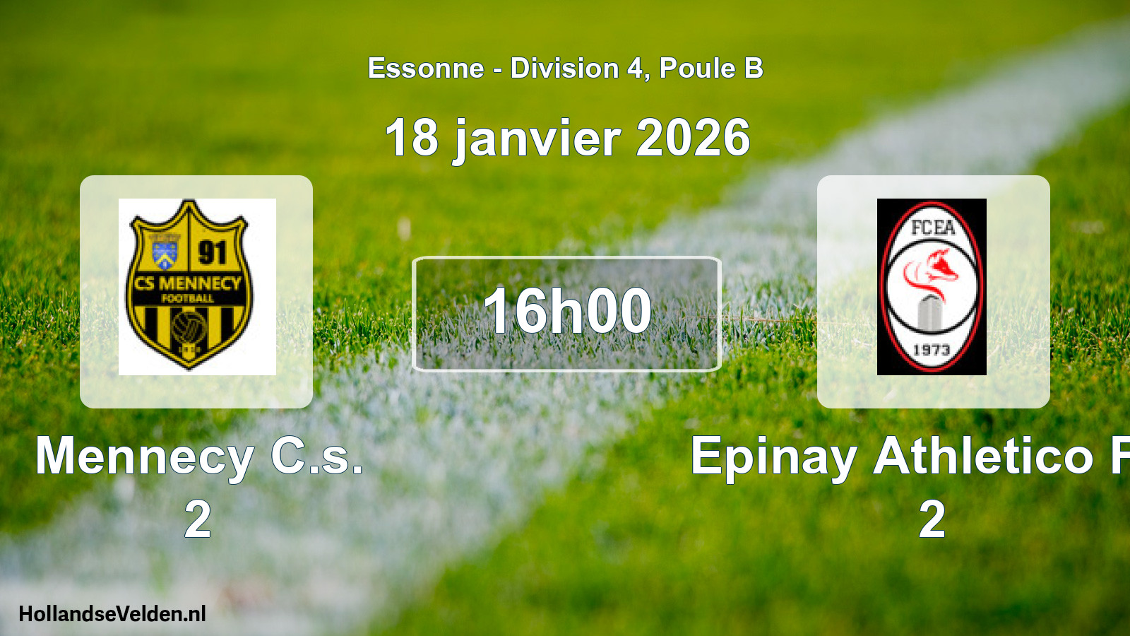 Match programmé: Mennecy C.s. 2 - Epinay Athletico FC 2 (18 janvier 2026)