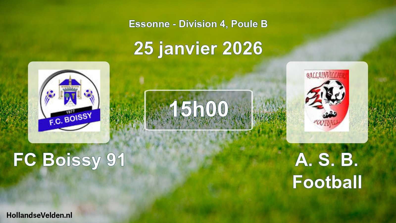 Match programmé: FC Boissy 91 - A. S. B. Football (25 janvier 2026)