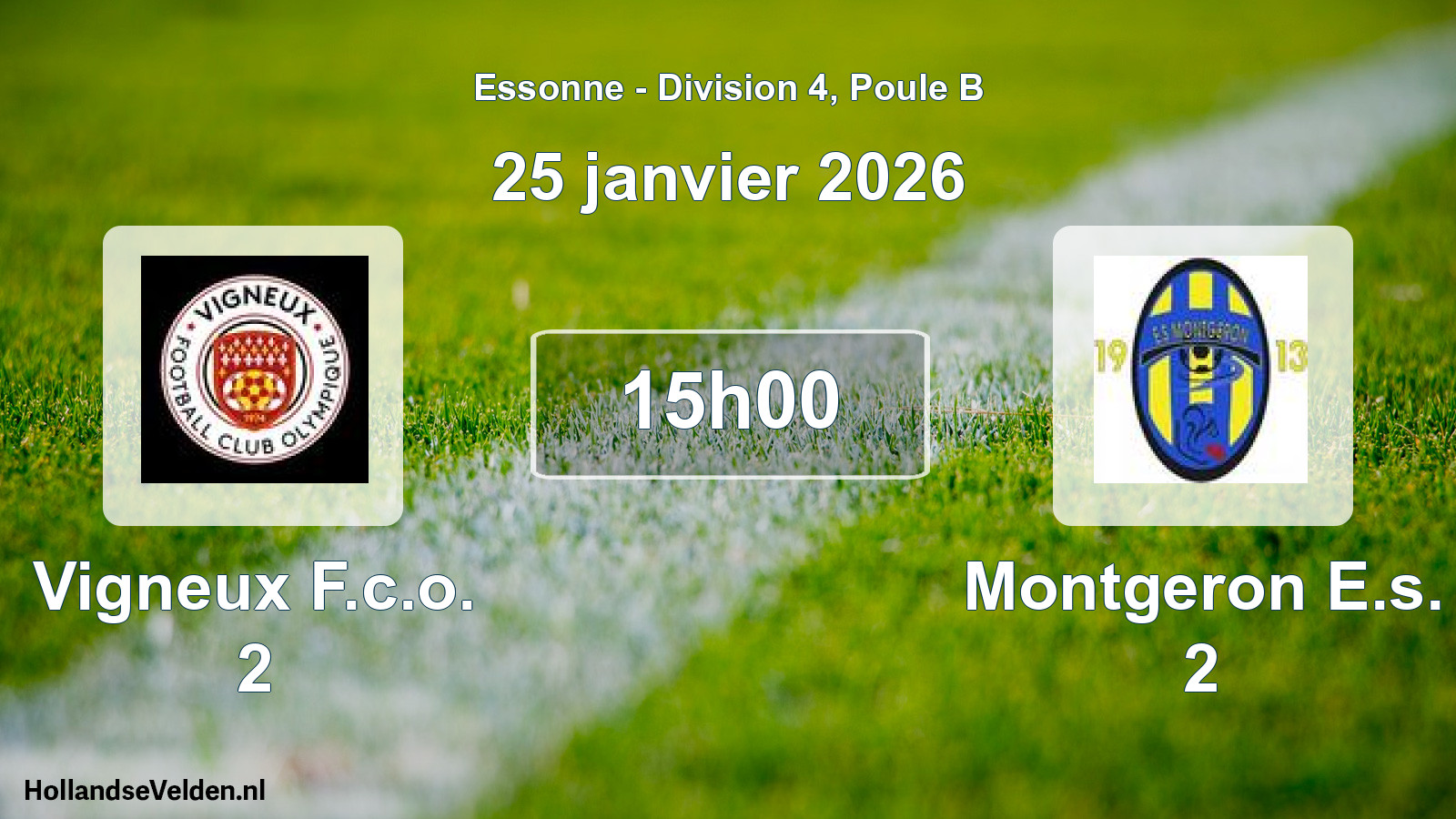 Scheduled Match: Vigneux F.c.o. 2 - Montgeron E.s. 2 (25 January 2026)