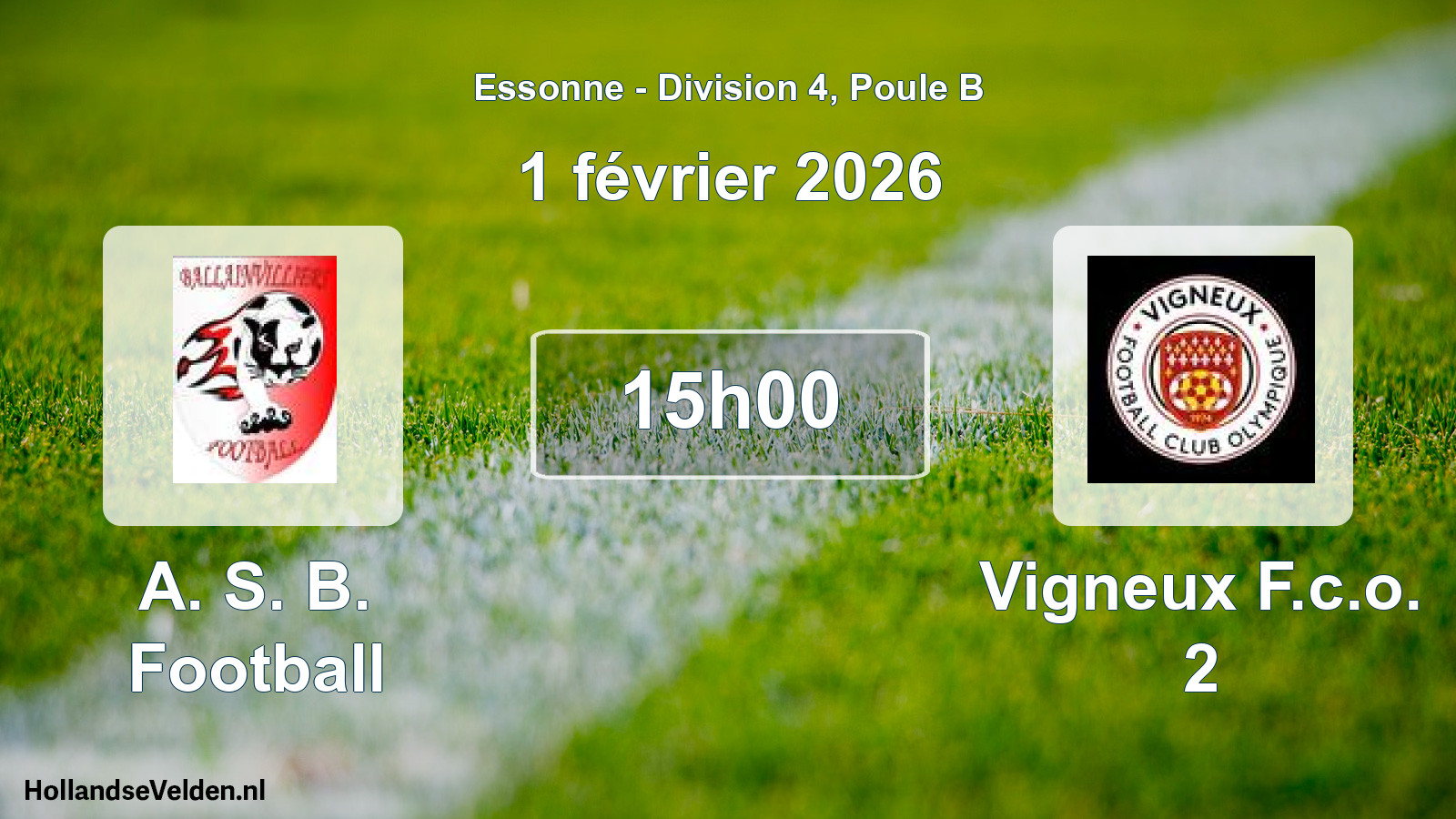 Scheduled Match: A. S. B. Football - Vigneux F.c.o. 2 (1 February 2026)