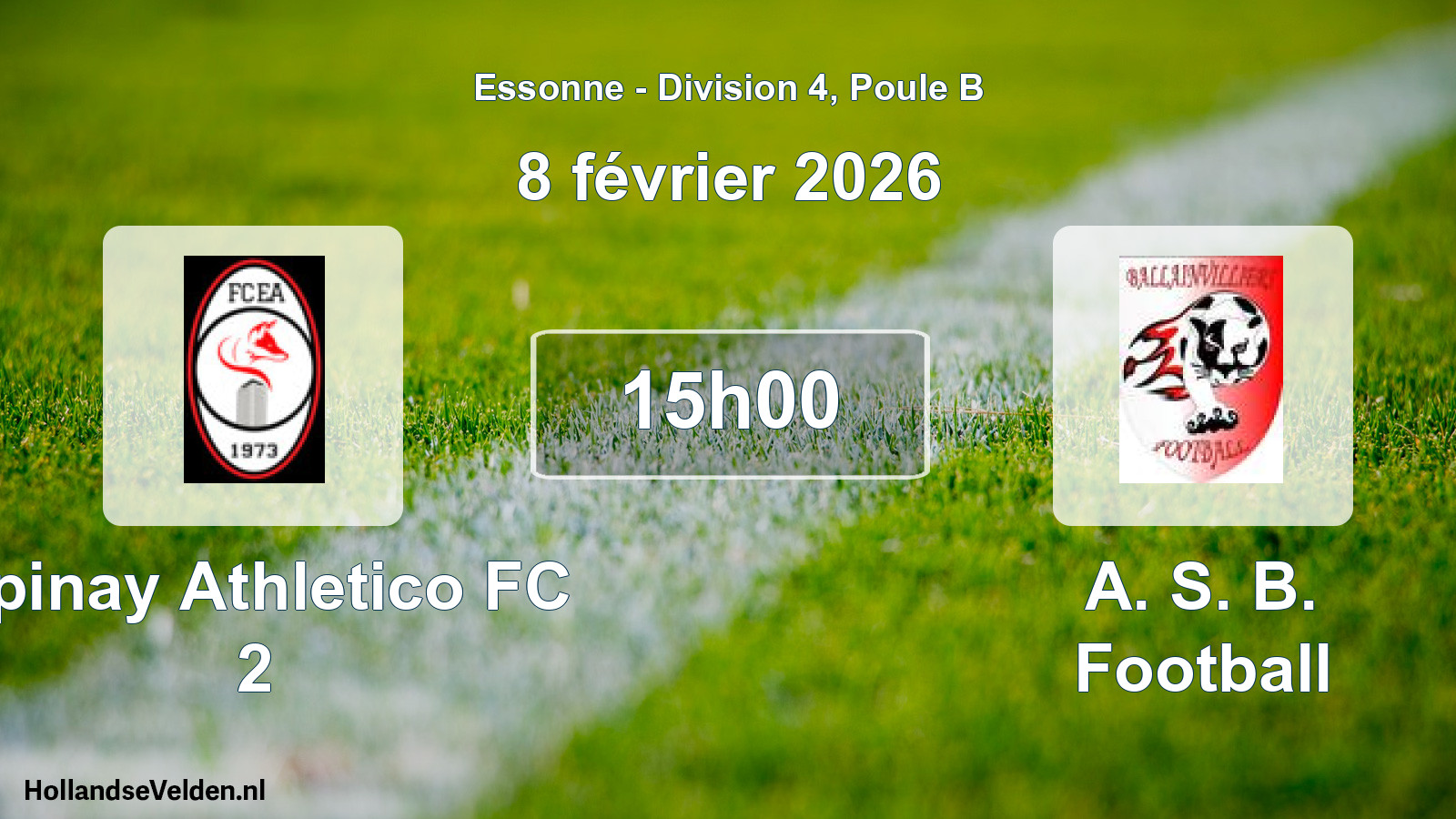 Geplande wedstrijd: Epinay Athletico FC 2 - A. S. B. Football (8 februari 2026)