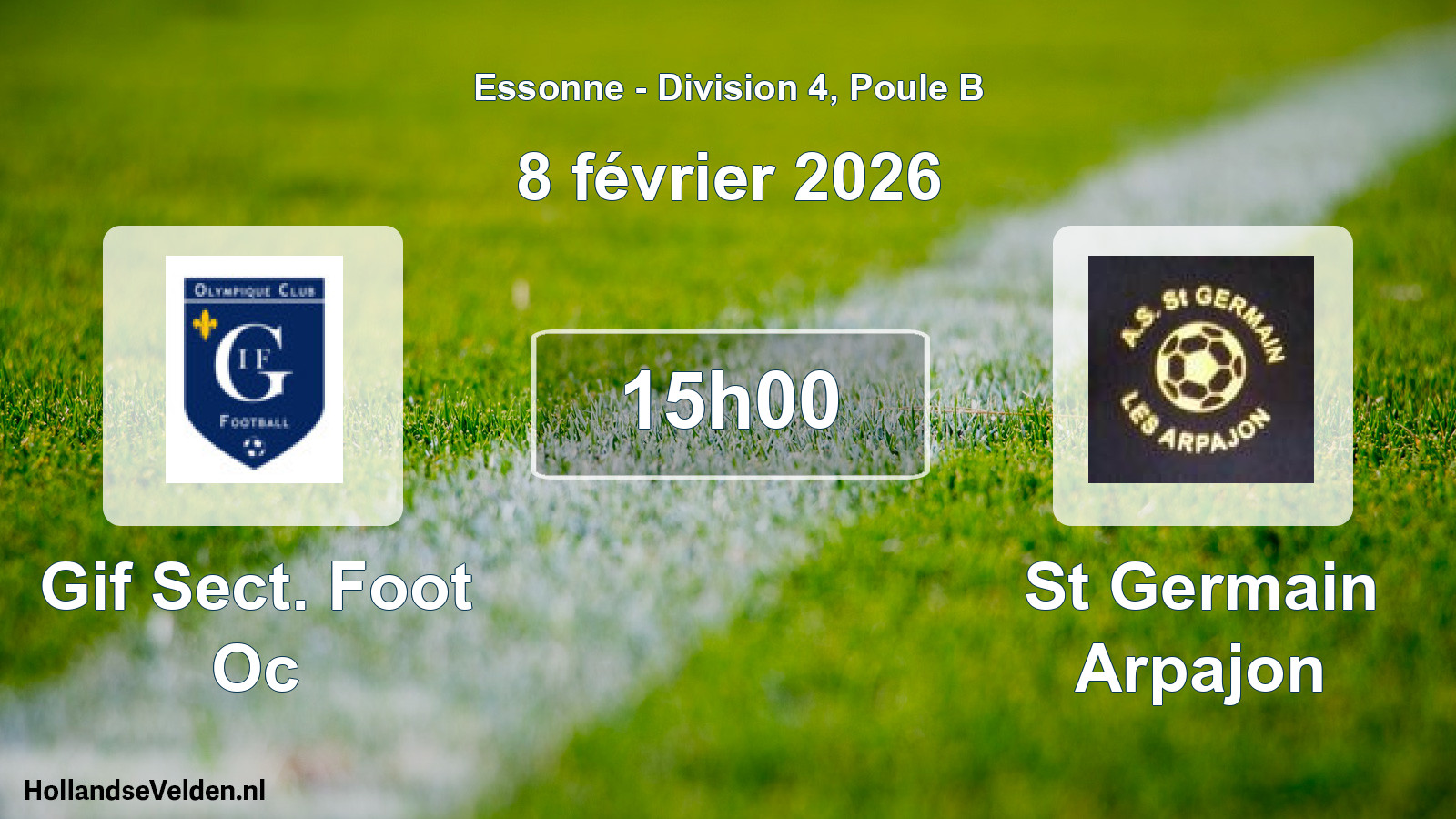 Match programmé: Gif Sect. Foot Oc - St Germain Arpajon (8 février 2026)