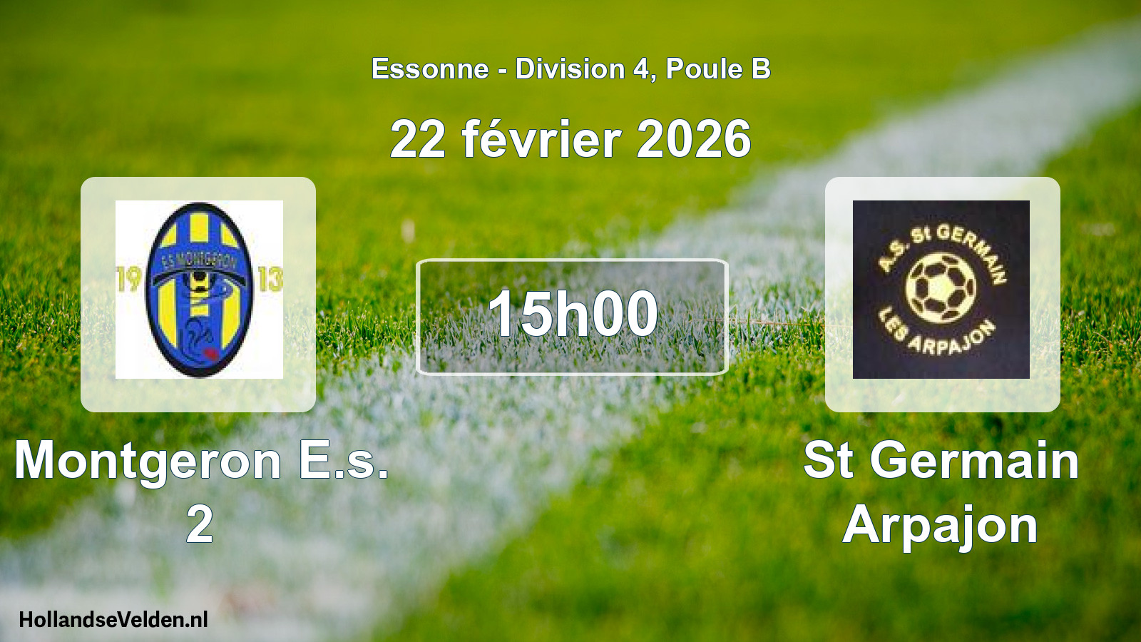 Scheduled Match: Montgeron E.s. 2 - St Germain Arpajon (22 February 2026)