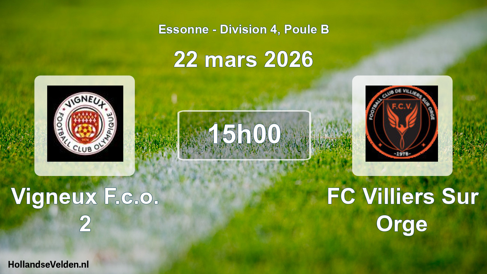 Geplande wedstrijd: Vigneux F.c.o. 2 - FC Villiers Sur Orge (22 maart 2026)