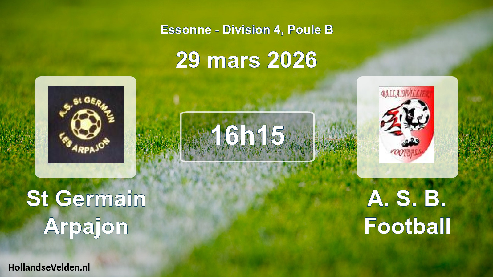 Match programmé: St Germain Arpajon - A. S. B. Football (29 mars 2026)