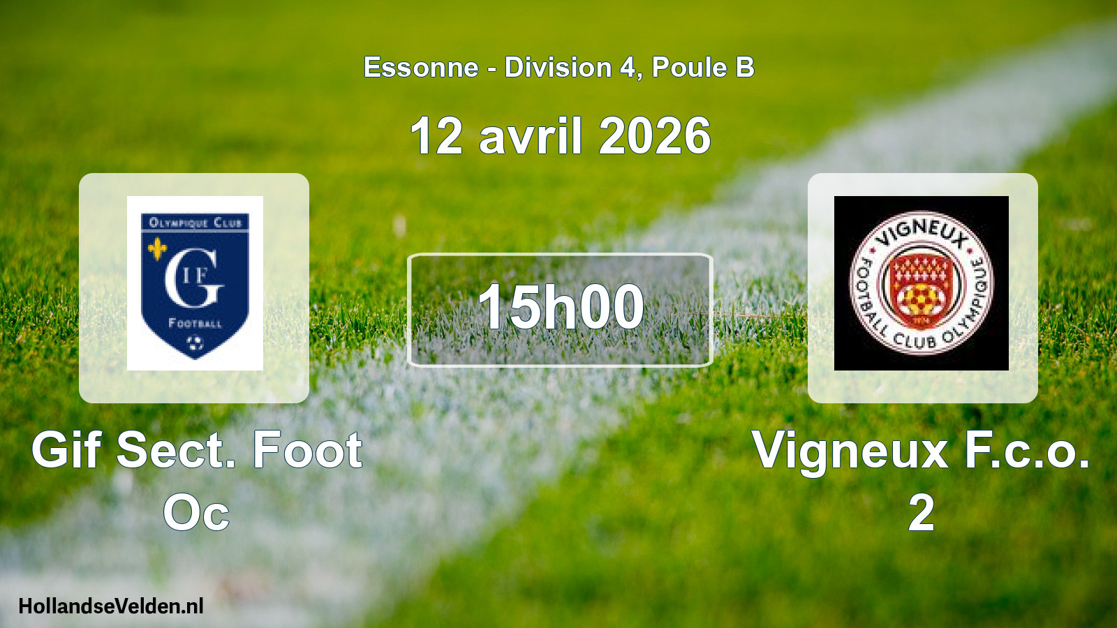 Geplande wedstrijd: Gif Sect. Foot Oc - Vigneux F.c.o. 2 (12 april 2026)