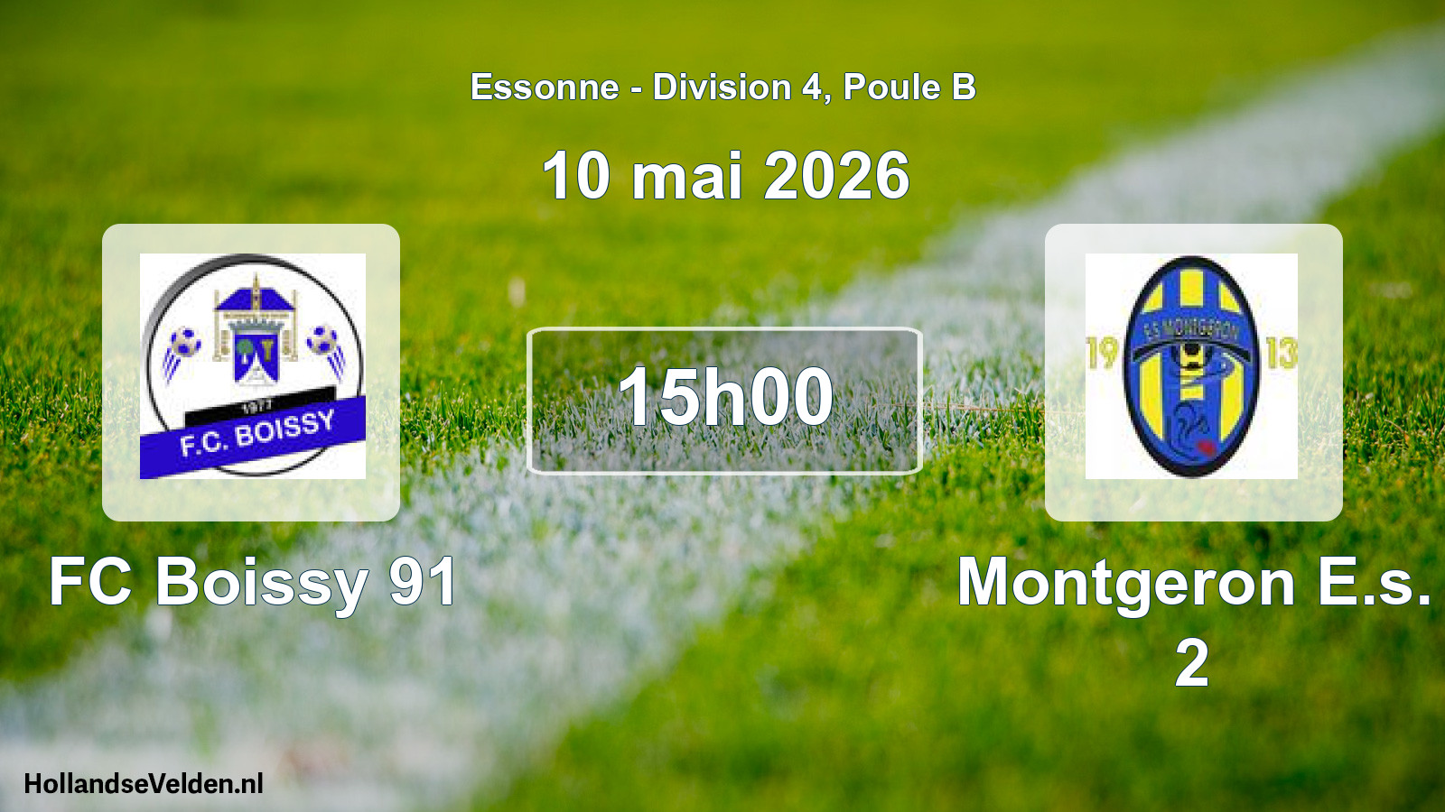 Match programmé: FC Boissy 91 - Montgeron E.s. 2 (10 mai 2026)
