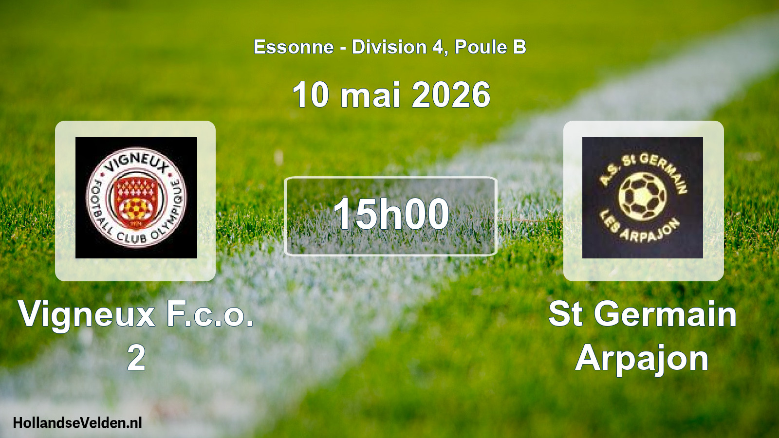 Match programmé: Vigneux F.c.o. 2 - St Germain Arpajon (10 mai 2026)
