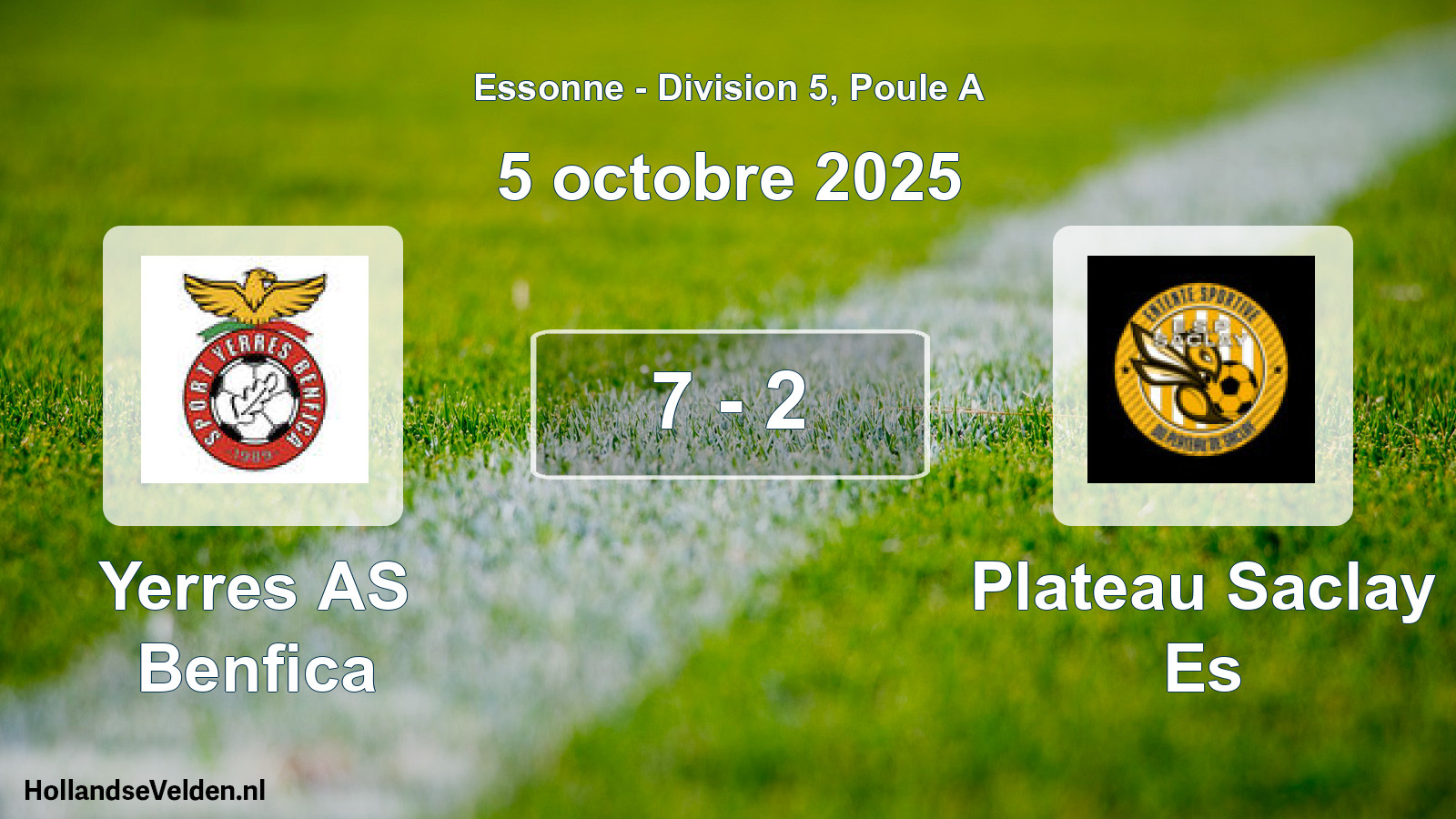 Gespeelde wedstrijd: Yerres AS Benfica - Plateau Saclay Es 7 - 2 (5 oktober 2025)