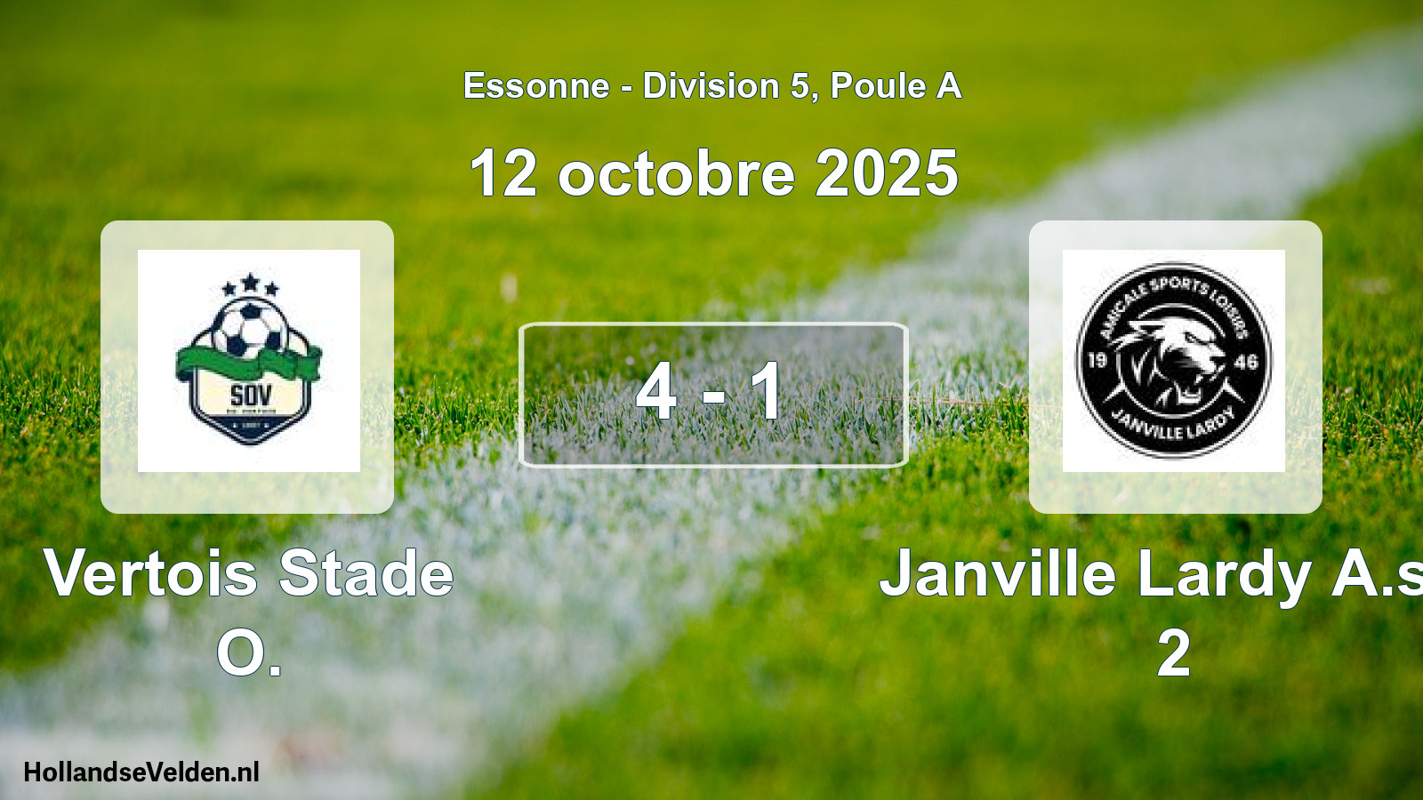 Match joué: Vertois Stade O. - Janville Lardy A.s.l 2 4 - 1 (12 octobre 2025)