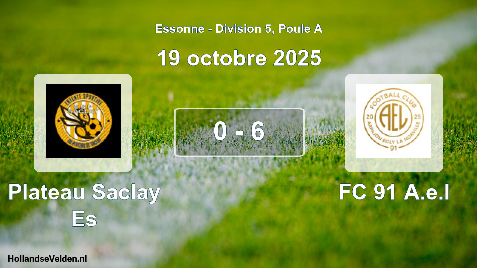 Match joué: Plateau Saclay Es - FC 91 A.e.l 0 - 6 (19 octobre 2025)