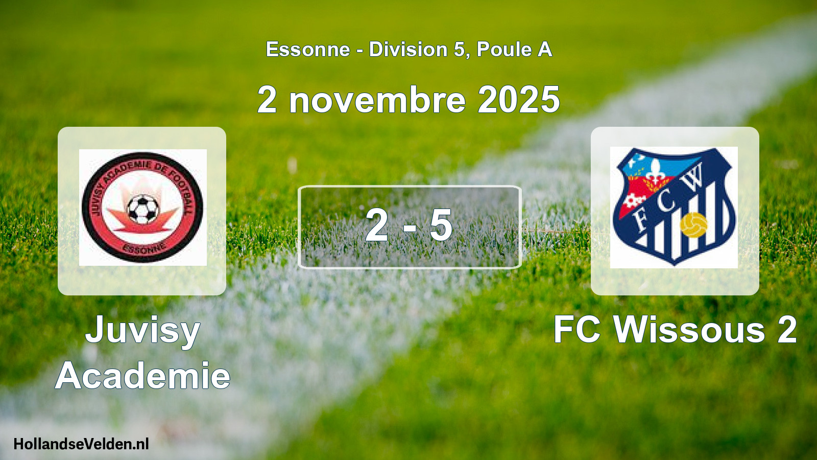 Match joué: Juvisy Academie - FC Wissous 2 2 - 5 (2 novembre 2025)