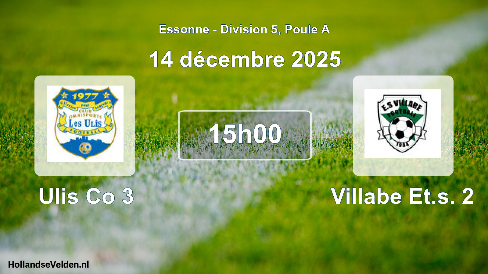 Geplande wedstrijd: Ulis Co 3 - Villabe Et.s. 2 (14 december 2025)