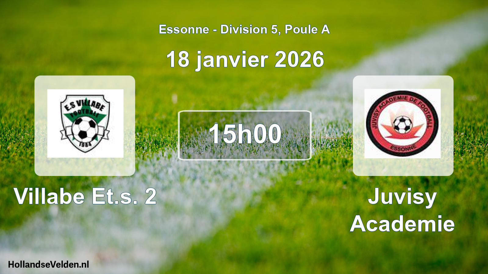 Match programmé: Villabe Et.s. 2 - Juvisy Academie (18 janvier 2026)