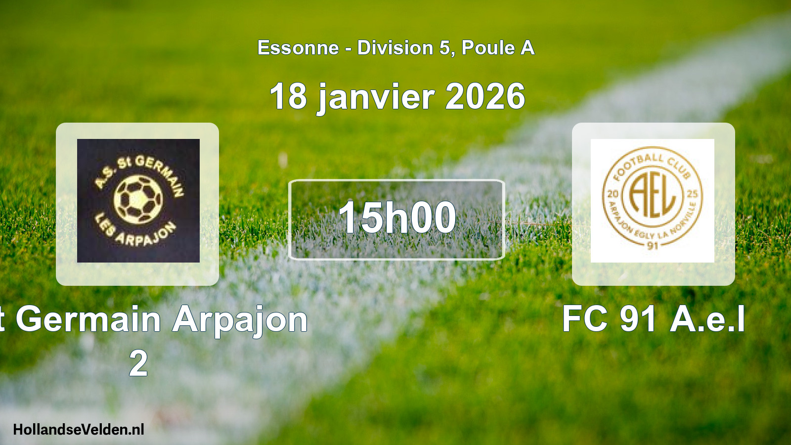 Geplande wedstrijd: St Germain Arpajon 2 - FC 91 A.e.l (18 januari 2026)