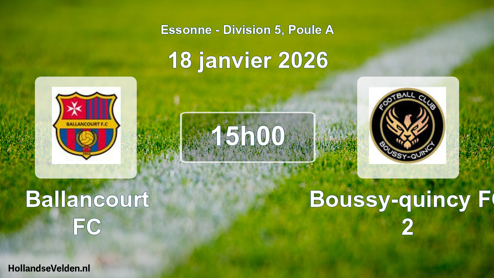 Match programmé: Ballancourt FC - Boussy-quincy FC 2 (18 janvier 2026)