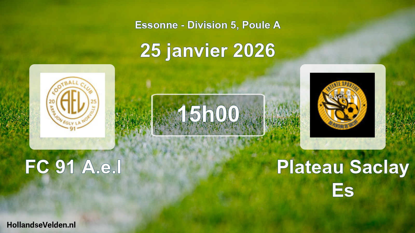 Match programmé: FC 91 A.e.l - Plateau Saclay Es (25 janvier 2026)
