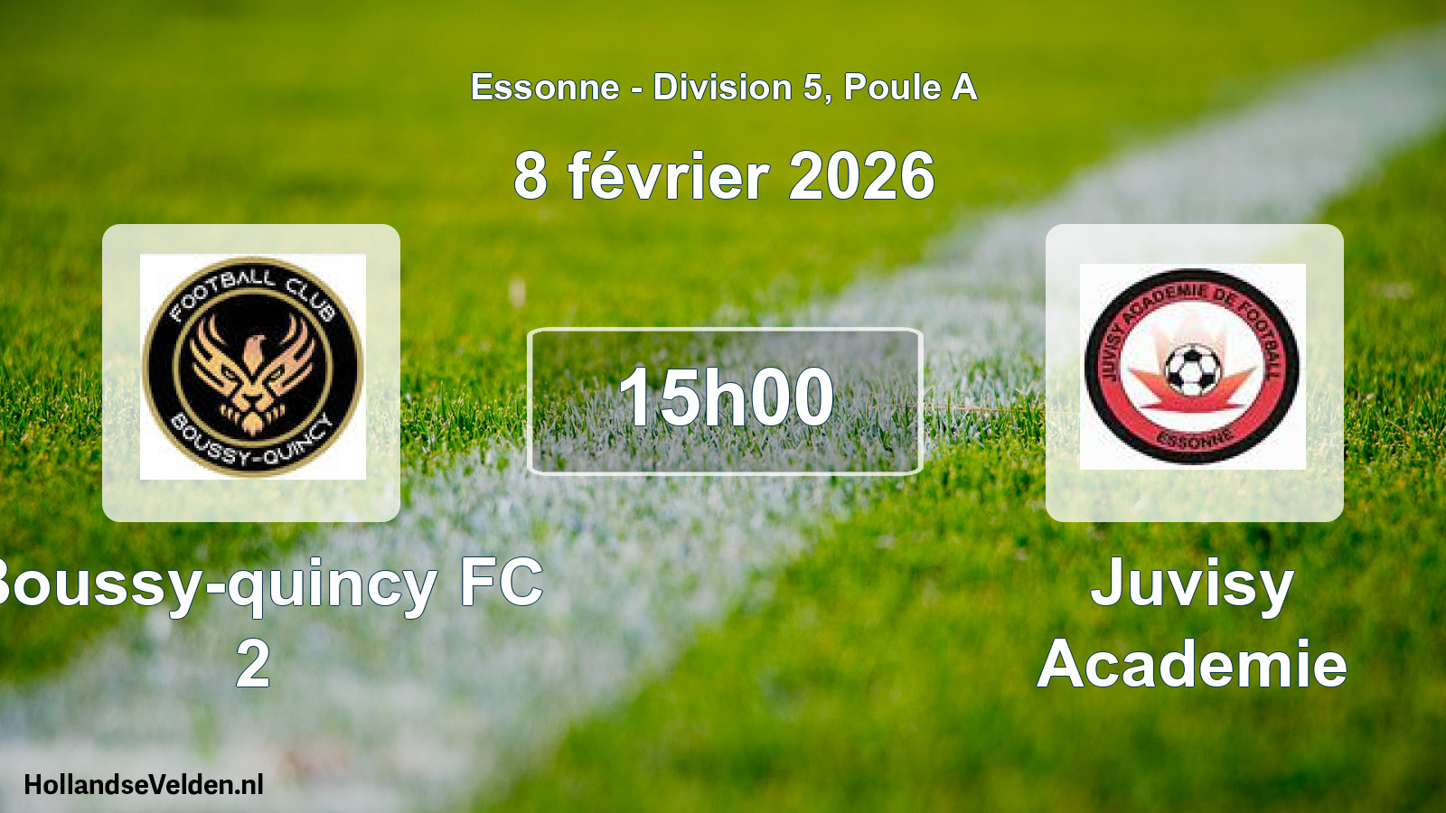 Scheduled Match: Boussy-quincy FC 2 - Juvisy Academie (8 February 2026)