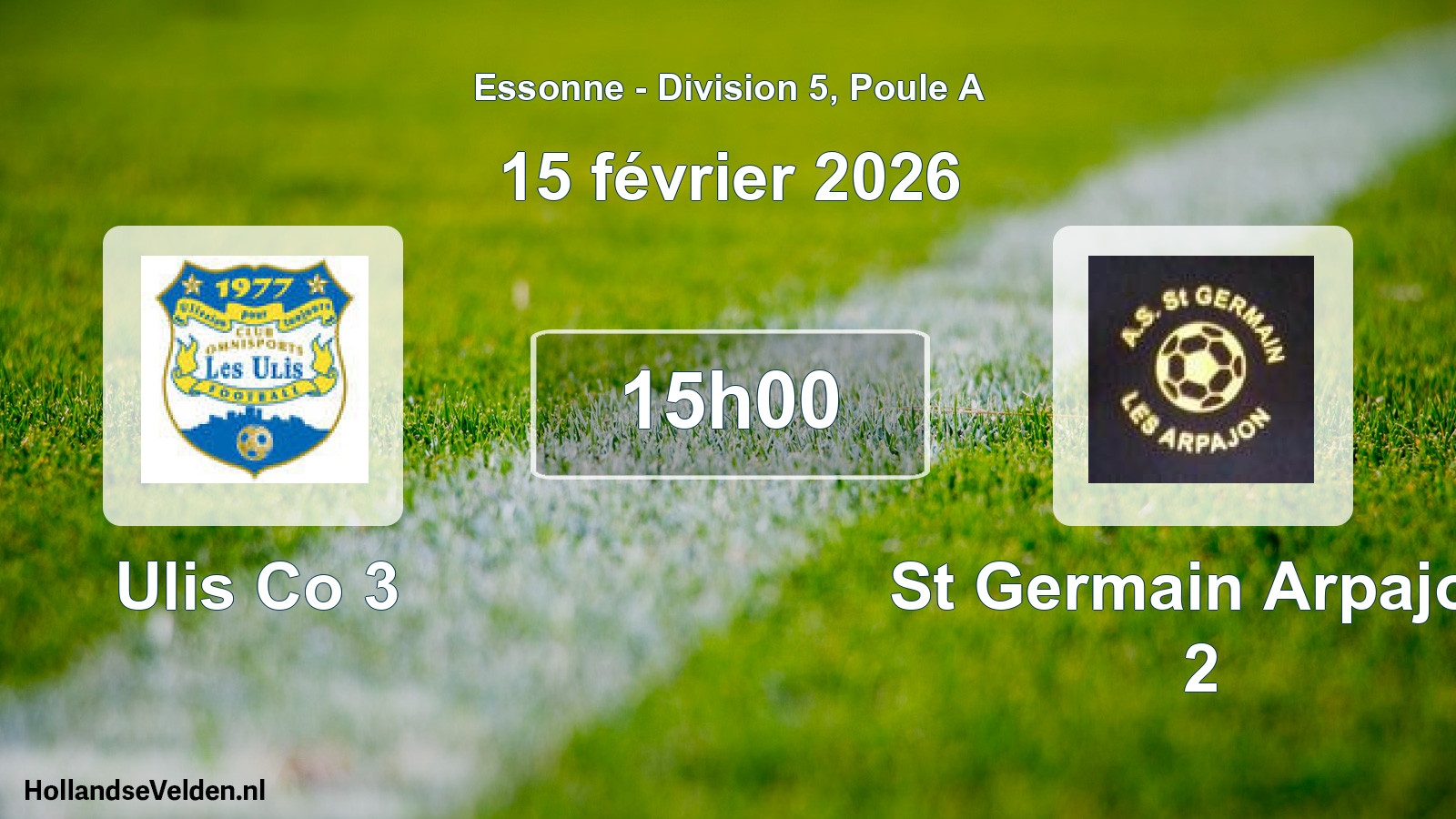 Match programmé: Ulis Co 3 - St Germain Arpajon 2 (15 février 2026)