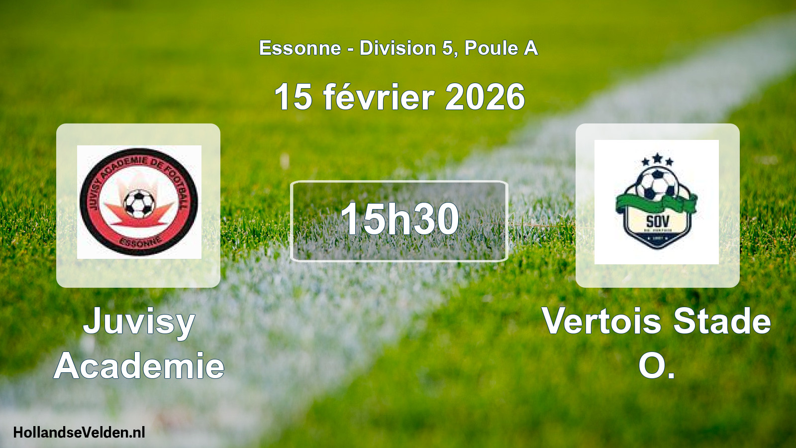 Match programmé: Juvisy Academie - Vertois Stade O. (15 février 2026)