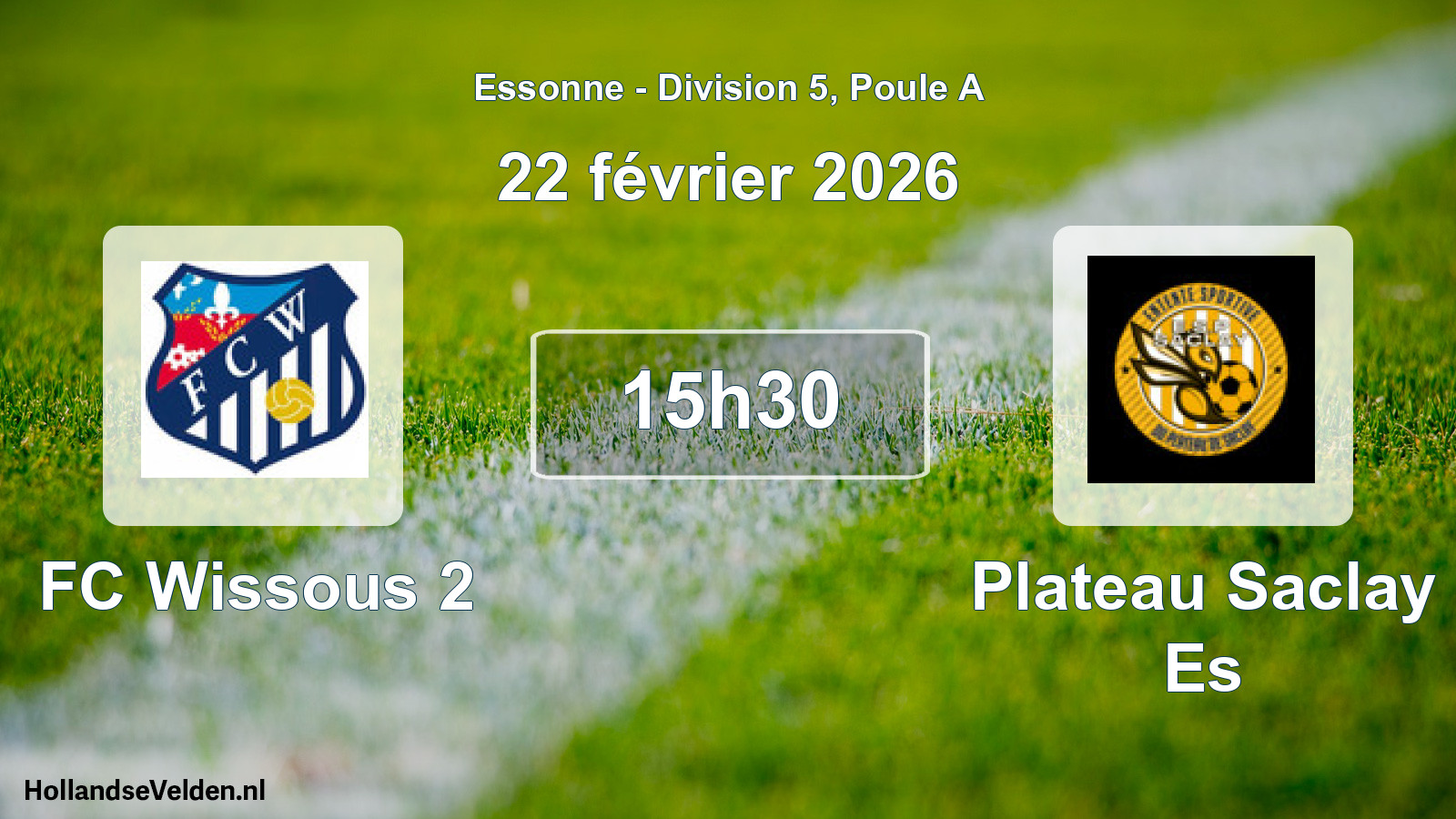 Match programmé: FC Wissous 2 - Plateau Saclay Es (22 février 2026)