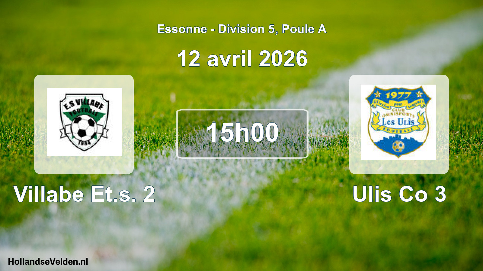 Match programmé: Villabe Et.s. 2 - Ulis Co 3 (12 avril 2026)