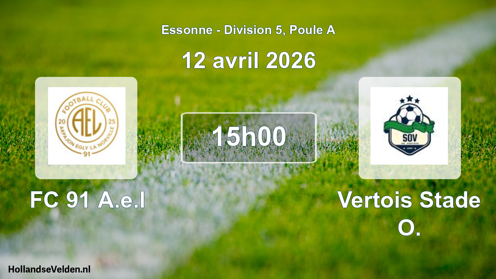 Match programmé: FC 91 A.e.l - Vertois Stade O. (12 avril 2026)